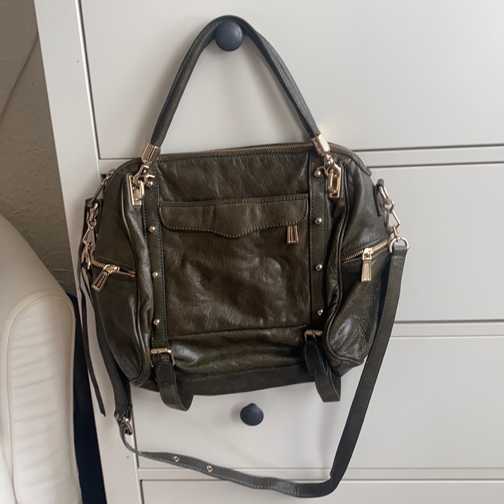 Rebecca Minkoff Olive Green Leather Crossbody Satchel Bag